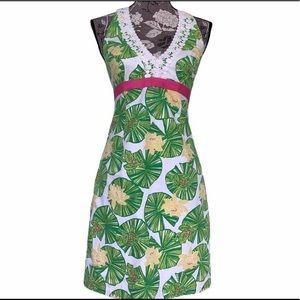 Lily Pulitzer Vintage Green & Yellow Leap Frog Halter Dress  | Size 6 |